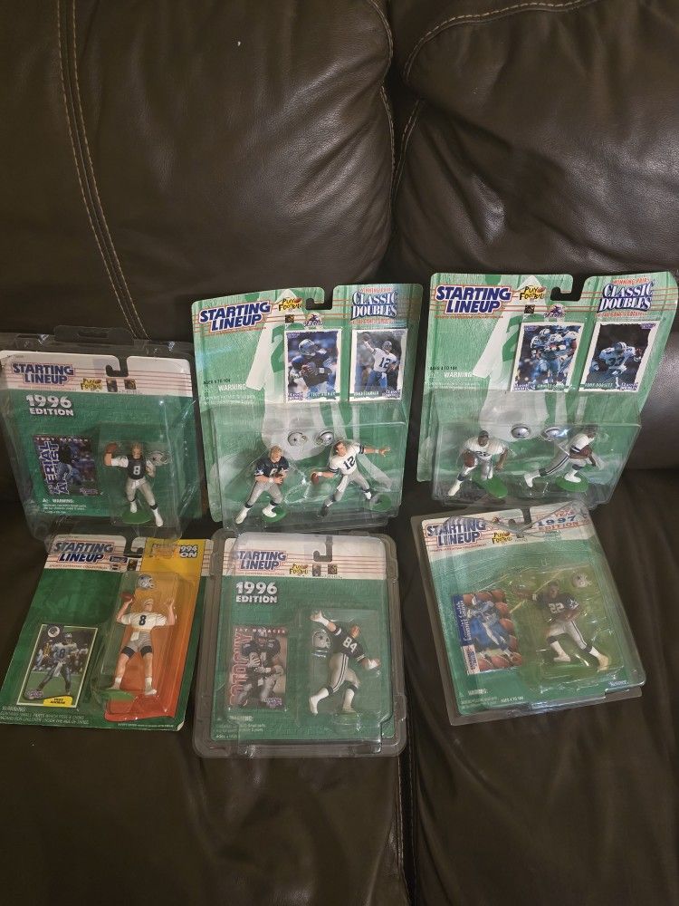 VINTAGE DALLAS COWBOYS STARTING LINEUP STAUBAUCH, AIKMAN, DORSETT, SMITH & NOVACEK NEW IN PACKAGE