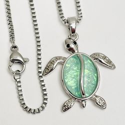 Silver turtle Chain Stainless Steel Necklace 18”