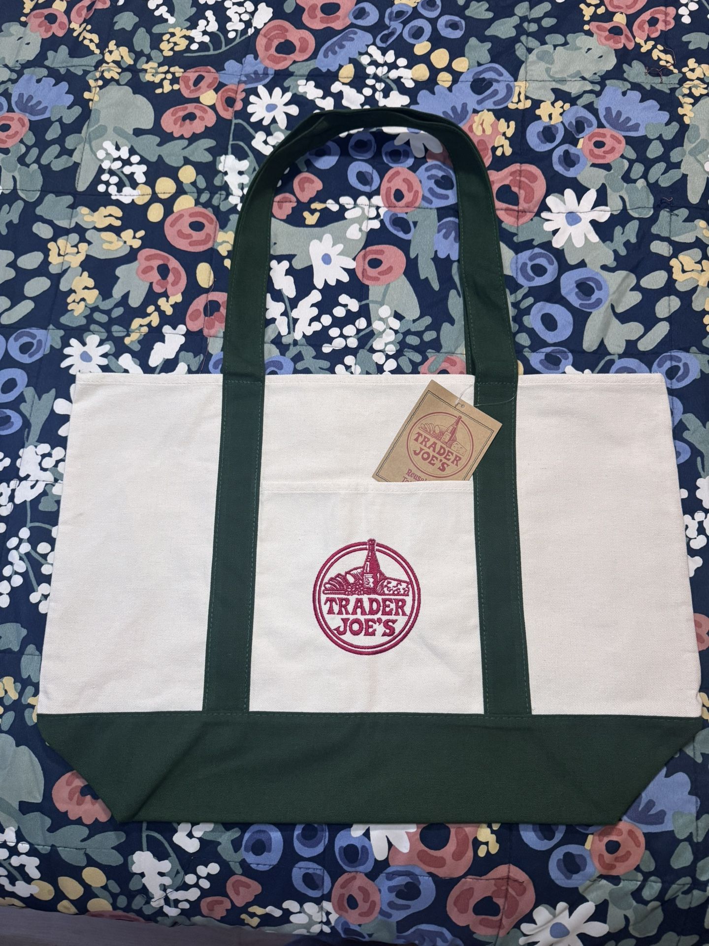 Large Green TJ Canvas Tote Bag