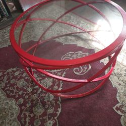 RED GLASS TOP TABLE