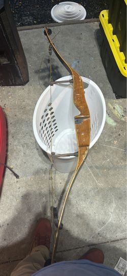 Vintage Wooden Compound Bow w/ Cable System & Wooden Riser – Project / Collector Piece