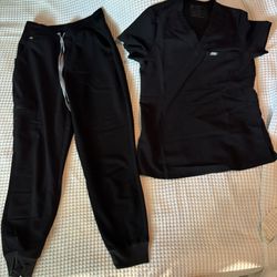 Women’s Figs Scrubs Jogger Small Bottom/Extra Small One pocket Top - Black