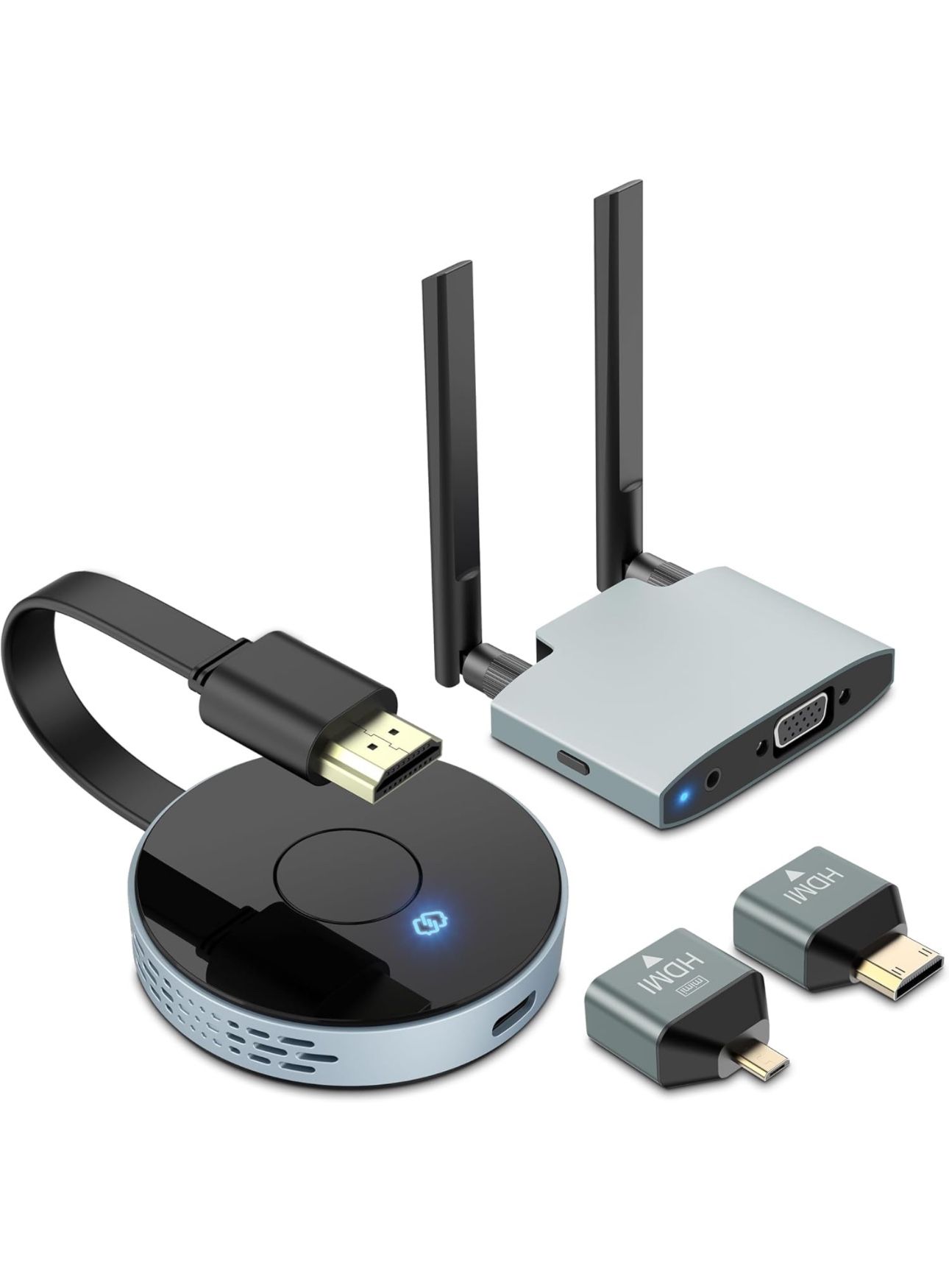 Wireless HDMI Transmitter and Receiver, Plug and Play, Wireless HDMI Extender Kit Support 2.4/5GHz for Streaming Video, Audio and File to Monitor from