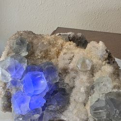 3.8 Lb (1729g) Fluorite Specimen - All Fluorite Cubes Strong Reactive With UV Lights 