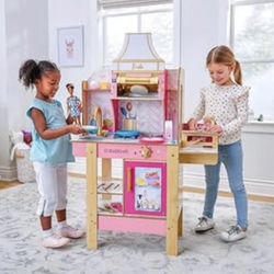 KidKraft Cook with Barbie™ Wooden Play Kitchen with Lights, Sounds & 30 Accessories
