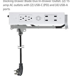 Docking Drawer Blade Duo In-Drawer Outlet. (2) 15 amp AC outlets with (2) USB-C (PD) and (4) USB-A ports

