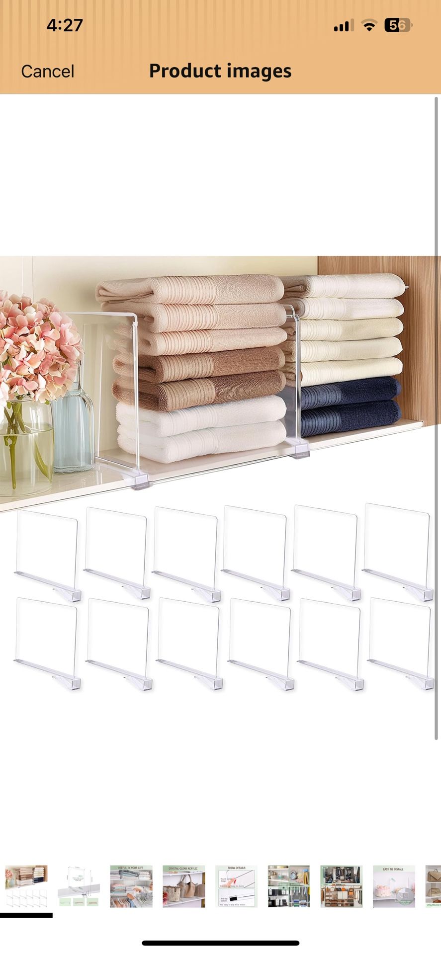 Shelf Dividers for Closet Organization, 12Pcs Closet Purse Organizeder Acrylic Shelf Dividers Purse Closet Organized Closet Dividers for Shelves Clear