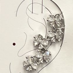 Diamonds Cz stones silver ear cuff earrings
