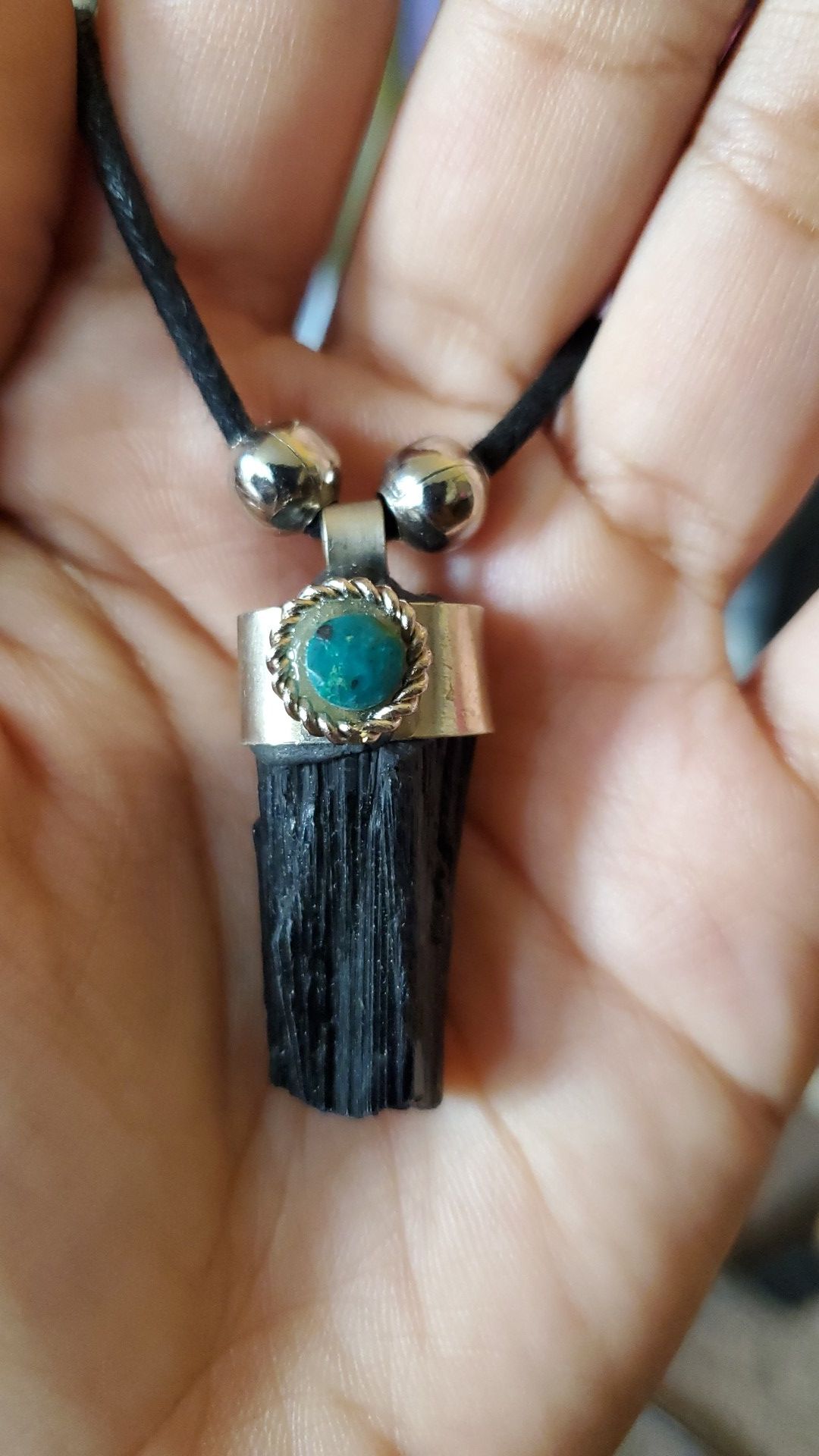 Black Tourmaline Necklace with Turquoise