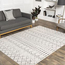 8' x 10', nuLOOM Moroccan Blythe Area Rug, Grey/Off-white