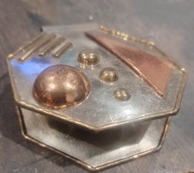 Vintage Brutalist Gold Tone Copper Medallion