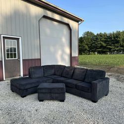 Dark Grey Sectional Couch and Ottomano 