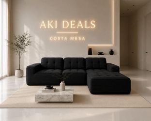 108" Boneless sectional sofa, couch for Living Room,Convertible L-Shape with Ottoman, Black J-29