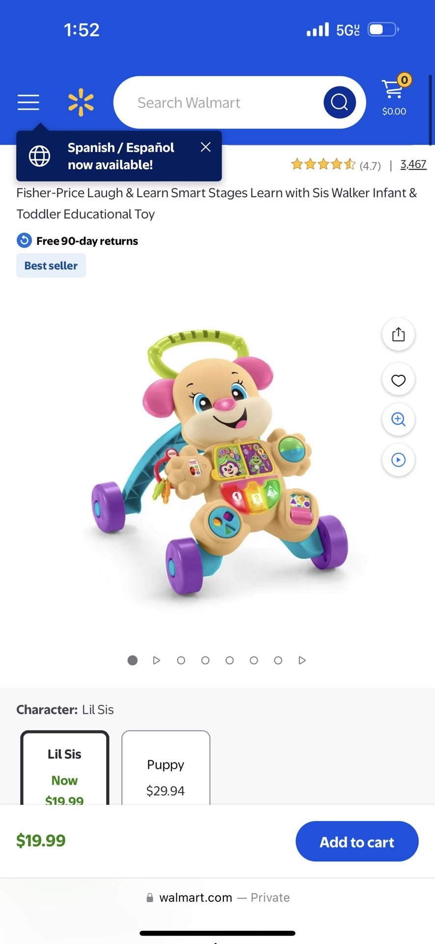 Fisher-Price Laugh & Learn Smart Stages Learn with Sis Walker Infant & Toddler Educational Toy