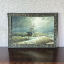 Artwork “Raging Sea” Original painting by a Ukrainian artist. Acrylic on canvas. Dimensions with frame: 2.7 ft (82 cm) × 1.9 ft (58 cm).
