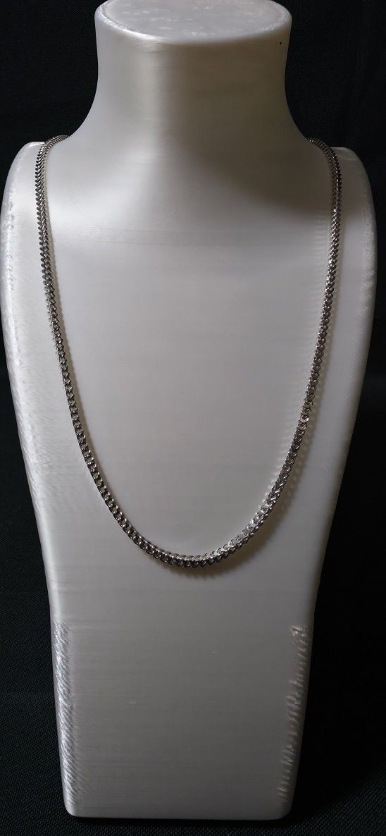 Bold 3.6mm Flat Marina Link Chain Necklace | 24 Inch Rhodium Plated Silver