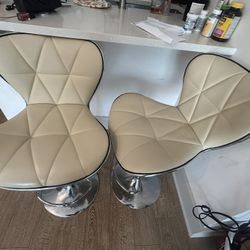 2 Beige Bar Stools 