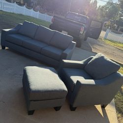 Blue Couch Chair Set 