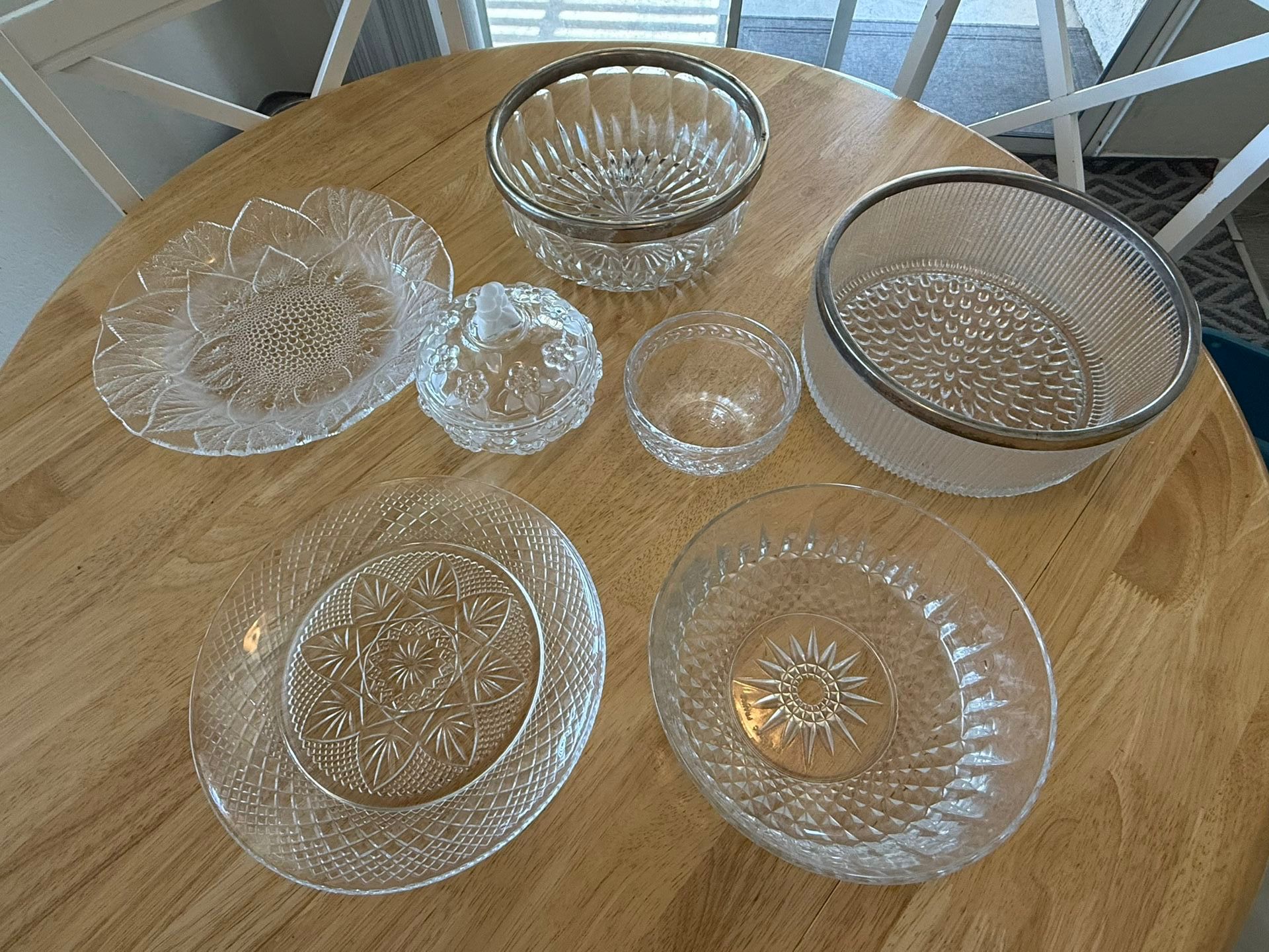 Etched Crystal Serving Bowls/plates