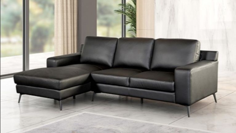 Brand New Black Leather Modern Style Sectional Sofa