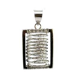 Woman’s Ladies 14k White Gold Clear Stone Spiral Charm Pendant For Necklace GP3113180