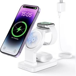 Wireless Charging Station,CYFIBYNO 3 in 1 Wireless Charging Stand for iPhone 14/13/12/Pro/Max,Fast Wireless Charging 