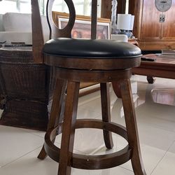 360 Swivel Bar Stool Solid Wood Dark Oak