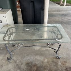 Glass And Iron Coffee Table