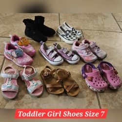 8 Pairs of Toddler Girl Shoes Size 7 