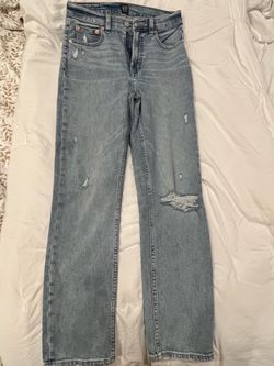 Gap Light Wash Distressed Straight Jeans