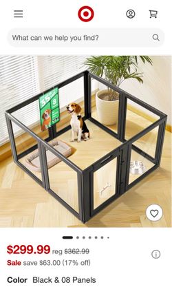 AuraSpace Acrylic Indoor outdoor Dog pets Playpen for 35 Inch, 8 Panels, Black new HOME RV Camping