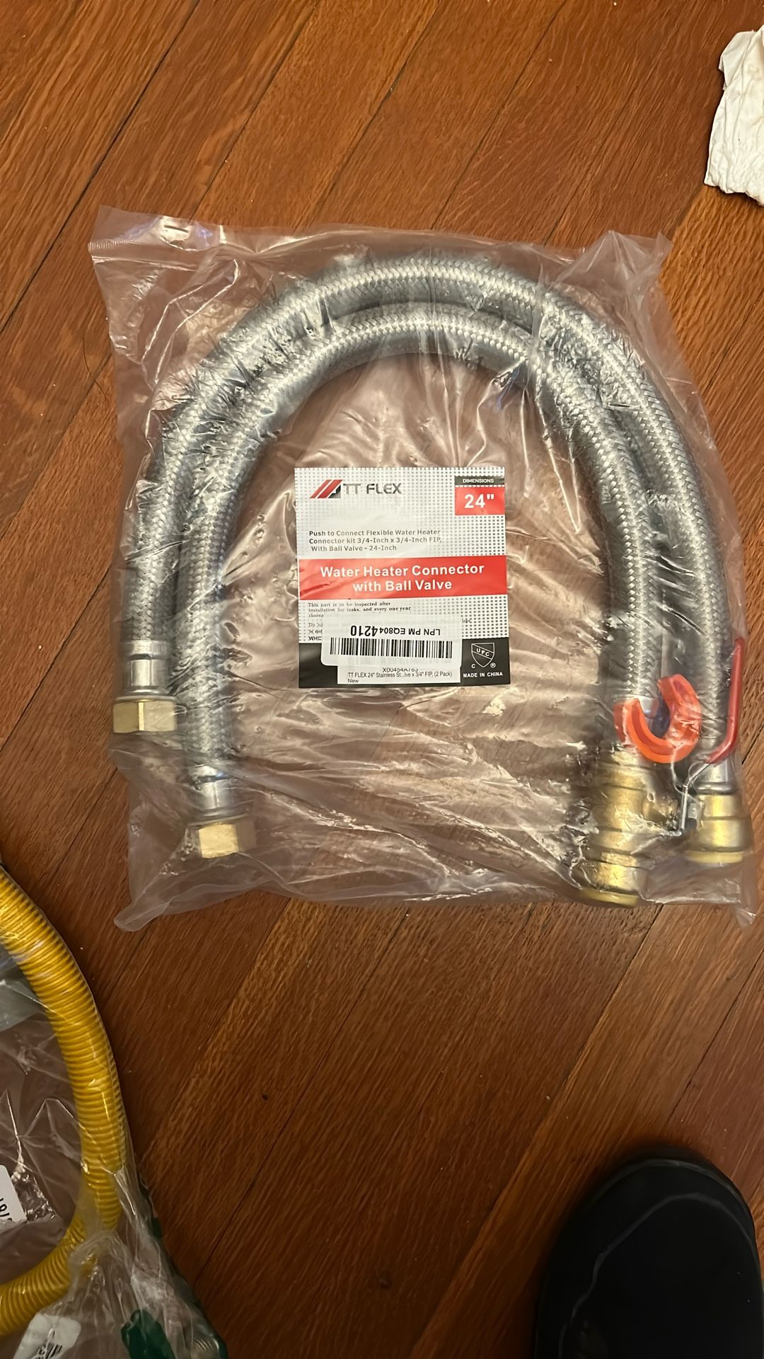 Water Heater Connector With Ball Valve