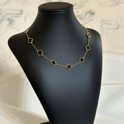 “ Van Cleef ” 9 Motifs Necklace Silver-Gold Plated 