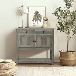 LuxenHome 35.43" Wide Server 2-Drawer 2-Door Buffet Storage Cabinet，IF1896