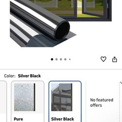 Niviy One Way Window Film Privacy Mirror Effect Self-Adhesive Window Tint UV Heat Control Glass Door Film for Home and Office, Black-Silver 23.6 x 118