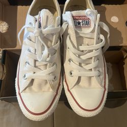 White Converse Low Top Size 6 Woman's