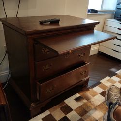 Matched Pair Antique Furniture. 3-drawer Chest And Matching Wing Side Table