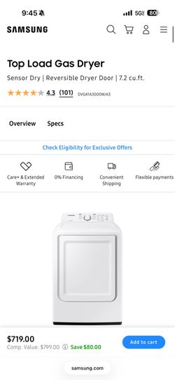 Samsung Washer & Dryer Gas