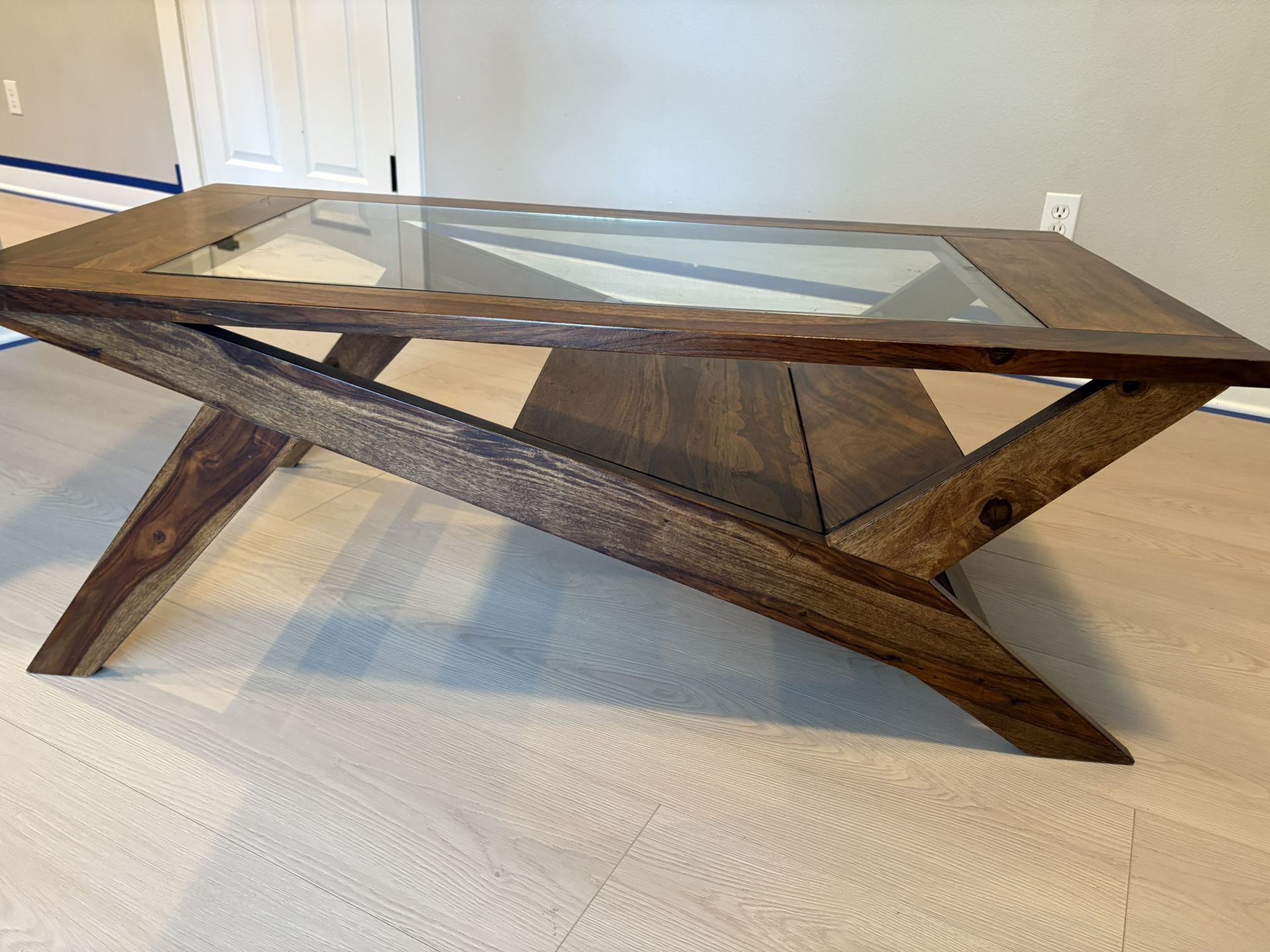 Wood/ Glass Top Coffee Table