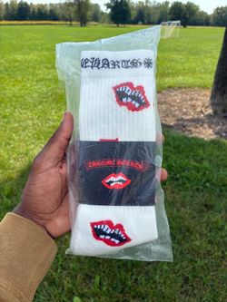 Chrome Hearts Lips Graphic Crew Socks
