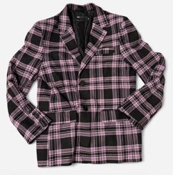 Purple and black plaid coat