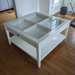 Coffee Table With Glass And Storage Shelf. Ikea Liatorp 