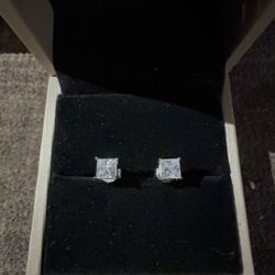Moissanite Diamond Cube Cut Earrings 6.5mm