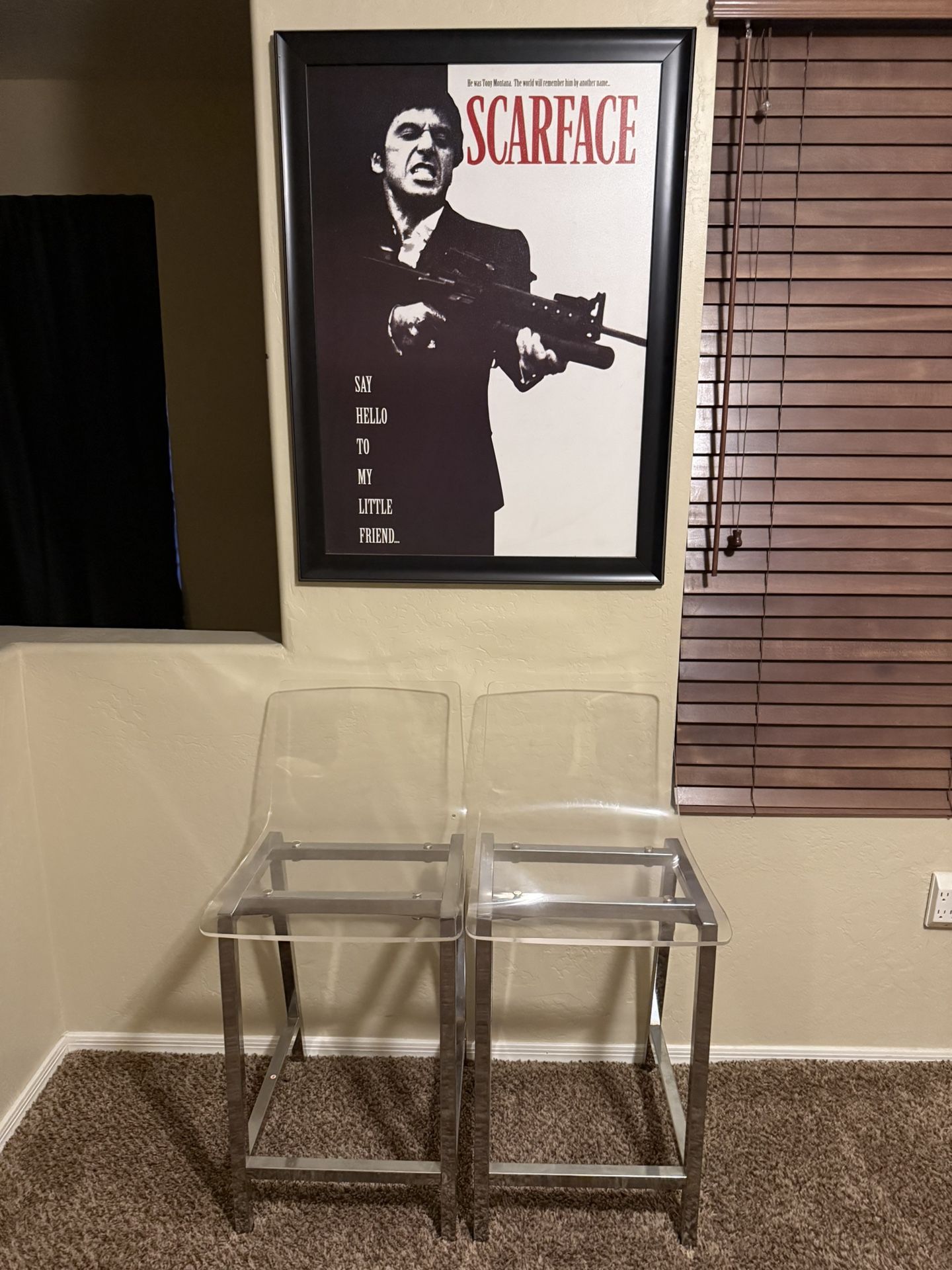 Two IKEA clear barstool chairs