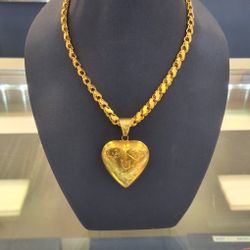 Chain With Heart Pendant-22k-41.2g-24in