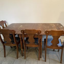 Wooden Dining Set with 4 Chairs