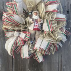 Golfing Santa Christmas Wreath, Handmade