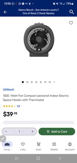 Utilitech 1500-Watt Fan Compact Indoor Electric Space Heater