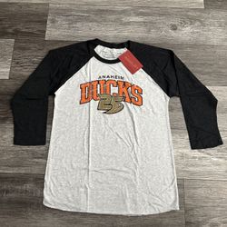 Men’s Mitchell And Ness Anheim Ducks Raglan Baseball Shirt Medium