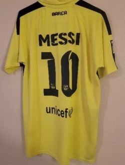 Authentic QATAR AIRWAYS Nike Barcelona LIONEL MESSI #10 Soccer XL UNICEF Jersey 